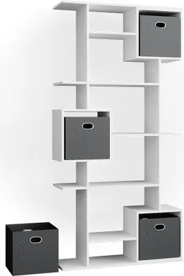 Vicco Raumteiler Cube, 92 x 187.5 cm mit 2 Faltboxen, Weiß