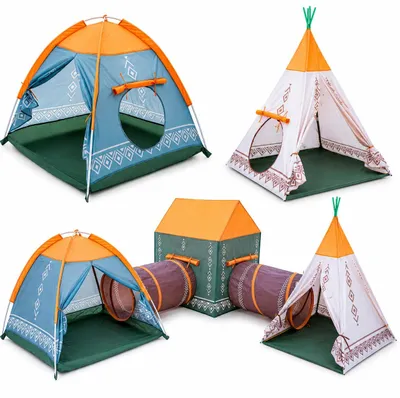 Spielzelt 5-in-1 mit Tunneln, Tipi, Wigwam und Zelt