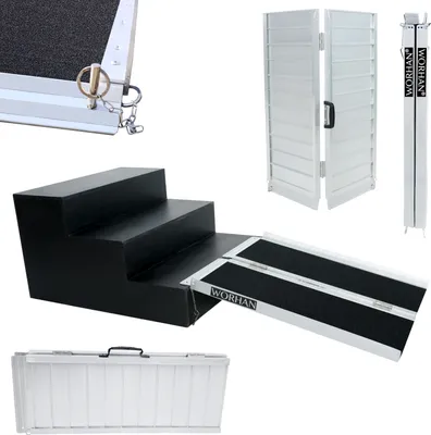 Imagen del producto de WORHAN: Rampa plegable para sillas de ruedas, capacidad de 272 kg, plegable, de aluminio, con superficie antideslizante. Amplia selección, modelo R3J, 91.5 cm