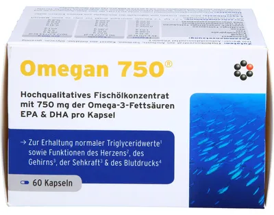 Image de Omegan 750 gélules de concentré d'huile de poisson de haute qualité, 60 gélules