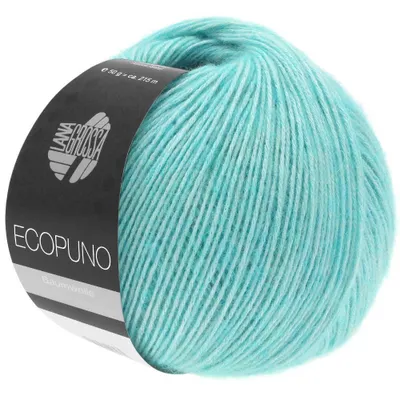 A ball of turquoise yarn on a white background.