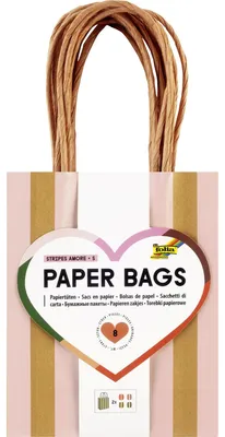 Immagine prodotto di Sacchetti di carta Stripes Amore S, 4 motivi assortiti, 8 pezzi, 12 x 5,5 x 15 cm