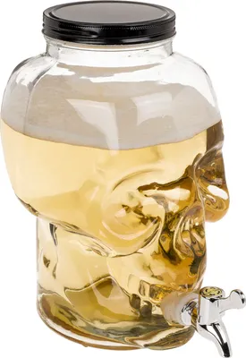 Produktbild von Getränkespender mit Zapfhahn Glas Wasserspender Saftspender Totenschädel 4 Liter