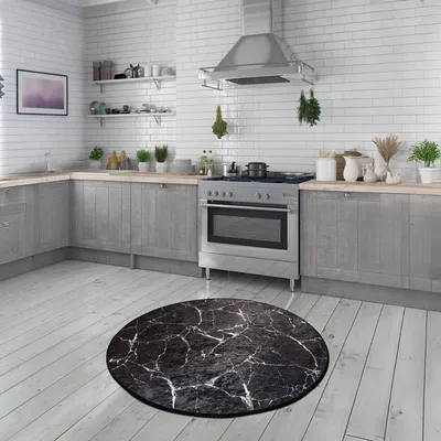 Produktbild von Bosdela Runden Badezimmerteppich Ø100 cmMarble Black