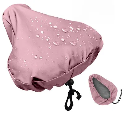 Produktbild von Fahrradsattelbezug - Wasserdicht - Regenschutz für Fahrradsattel - Sattelabdeckung mit Kordelzug - 210D Oxford-Gewebe - UV- und Staubschutz - Rosa