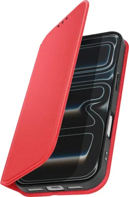 Image de Avizar, étui à rabat pour iPhone 17 Pro avec compartiment pour carte et fonction support, rouge