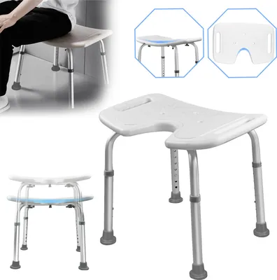 Obrázek produktu pro TWOLIIN Sprchová stolička Výškově nastavitelná stolička do vany 35-51cm 136kg - sprchová židle Sprchové sedátko pro seniory, děti, osoby se zdravotním postižením (Výškově nastavitelná sprchová stolička - typ U)