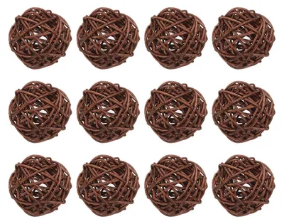 Immagine prodotto di Dekokugeln in rattan, 12 pezzi, colore marrone, diametro 5 cm, ideali per decorare vasi e come giocattoli per animali