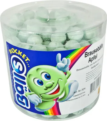 Immagine prodotto di Rocket Balls palline di sorbetto alla mela 200 pz. in barattolo Caramello duro con ripieno di sorbetto