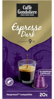 Obrázek produktu pro Caffè Gondolier Espresso Dark, 20 kapslí, 110 g – intenzivní požitek z espressa