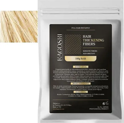 Produktbild von Kagoshi Sachet 100g Haarverdichtung Haarfüller Schütthaar Streuhaar Haarpuder Haarfasern Hair Fibers Sofortwirkung Effekt So Real HELLBLOND