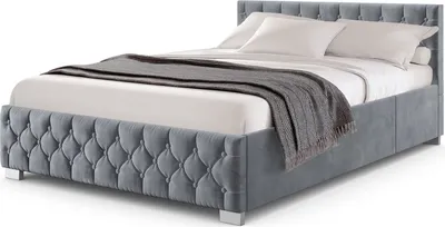 Produktbild von Juskys Polsterbett Nizza 120x200 cm Grau - Bettgestell mit Lattenrost, Stauraum & LED Beleuchtung - Bett mit Samtbezug & Chesterfield-Steppung