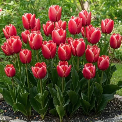 Obrázek produktu pro Cibule tulipánů, mrazuvzdorné, víceleté – Red-White Passion – 25 cibulí – Autentické rostliny z Holandska – Cibule tulipánů vhodné do zahrady, do květináčů a na balkon (velké cibule, žádná semena, ne umělé)