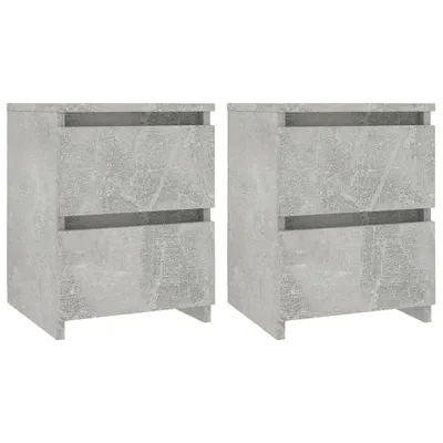 Two identical concrete-gray bedside tables are shown side-by-side against a white background.