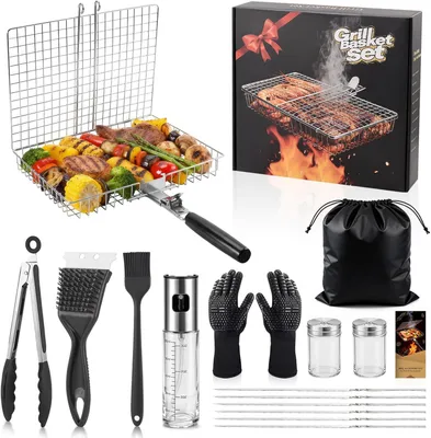 Produktbild von Grillkorb Set 2 Stück, Edelstahl, für Barbecue
