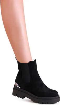 Produktbild von topschuhe24 2569 Damen Plateau Stiefeletten Velours Chelsea Boots , Farbe:Schwarz, Größe:36 EU
