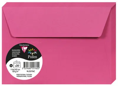Produktbild von Clairefontaine 5576C, C6 (114 x 162 mm), Fuchsie, 120 g/m², 162 mm, 1 mm, 115 mm