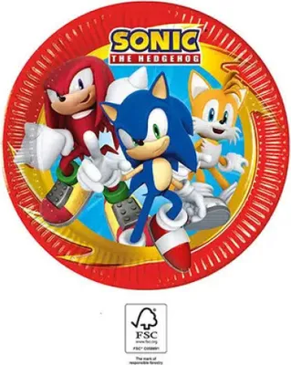 Obrázek produktu pro Papírový talíř Sonic the Hedgehog Sega 23 cm - sada 8 kusů