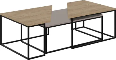 Zdjęcie produktu dla Zestaw 3 stolików kawowych z metalowymi nogami - TITAN