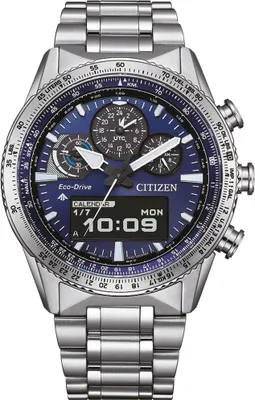 A close-up, front-facing studio shot of a Citizen Promaster Sky men's watch.