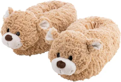 Produktbild von NICI Plüschschuhe Bär Finni Größe 40-43 - karamell - Warme Kuscheltier Hausschuhe für Kinder und Erwachsene, Tier-Schuhe mit Anti-Rutsch Sohle, Slippers