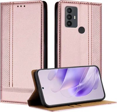 Produktbild von Handyhülle für TCL 305 /TCL 306 /TCL 30 SE Leder Flip Klappbare Schutzhülle mit Standfunktion Pink