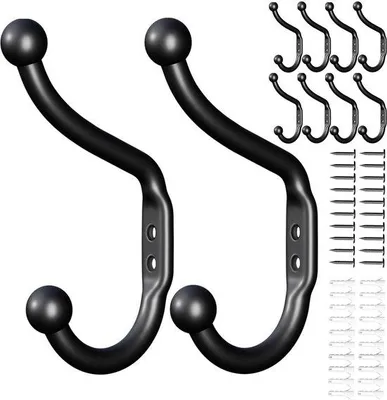 Immagine prodotto di Ganci metallici piccoli, confezione da 10 pezzi, neri, 9,5 cm, per parete