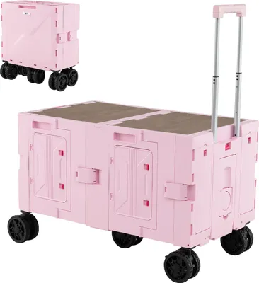 Produktbild von GOPLUS 150L Klappbarer Bollerwagen, faltbarer Nutzwagen mit Griff 82/92/102cm & Getränkehalter & Tischplatte, Rollwagen für Camping, Garten