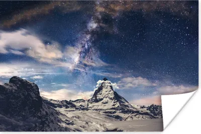 Produktbild von MuchoWow® Poster Berge - Sterne - Universum - Jungen - Mädchen - Kinder 30x20 cm - Plakate - Print