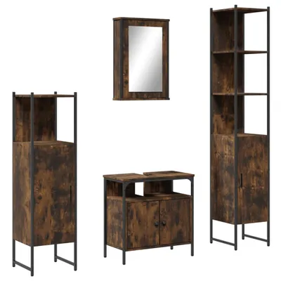 Produktbild von 4-tlg. Badmöbel-Set Räuchereiche Holzwerkstoff