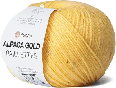 Produktbild von YarnArt Alpaca Gold Paillettes Garn - Weich & s Maslano-Gelb, 50g, 180m, Handwäsche