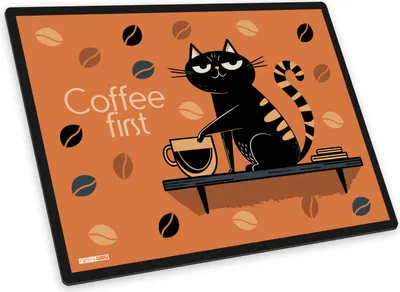 Produktbild von itenga Schreibunterlage V1 Motiv Katze Coffee first