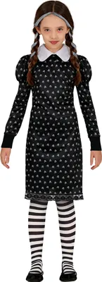 Produktbild von Halloween Hexenmädchen Gewand Gruselige Party Outfit Rollenspiel Geisterhafte Feier Elegant Schwarze Kunst, Größe: 128/134 Farbe: Schwarz