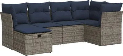 Image de vidaXL Ensemble de salon de jardin 6 pièces avec coussins Gris Poly rotin