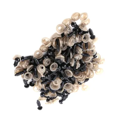Produktbild von Puppenaugen, 100 Stück, Kunststoff Sicherheitsaugen mit Unterlegscheiben für DIY Tier- und Puppenherstellung, 10mm