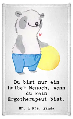 Produktbild von Mr. & Mrs. Panda Handtuch Ergotherapeut Herz - Weiß - Geschenk, Ausbildung, Gästehandtuch 30x50, Lustig, Gäste-WC, Klein, Beruf, Frotteehandtuch, Spruch, Kleines