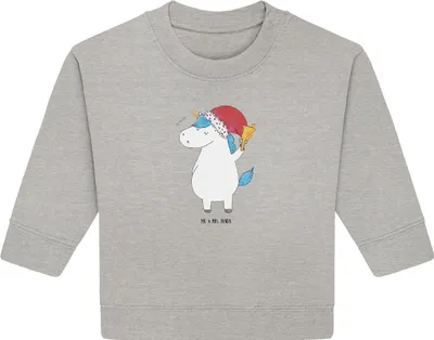 Produktbild von Mr. & Mrs. Panda Organic Baby Pullover Einhorn Weihnachtsmann 12. - 18. Monat - Heather Grey - Geschenk, Gin, Unicorn, Einhörner, Bullover, Weihnachten, Schokolade