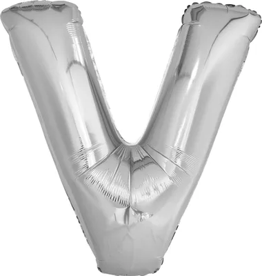 Image de Ballon en plastique lettre V argent - 88cm