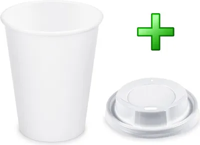 Produktbild von 200x Pappbecher Getränkebecher weiß 350 ml 420 ml Ø 90mm inkl. Trinkdeckel