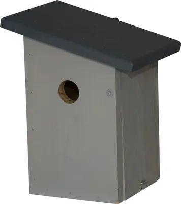Produktbild von Dehner Natura Premium Wildvogel Nistkasten Jonna, Vogelhaus / Vogelnistkasten für Wildvögel, robust, ca. 19 x 24 x 16 cm, 32 mm Einflugloch, aus FSC® - em Kiefernholz, grau