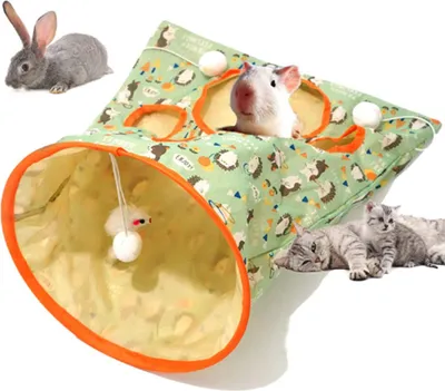 Produktbild von Katzentunneltasche, faltbar, interaktiv, 5 Löcher, Knistergeräusche, Haustierbohreimer mit Plüschbällen für Katzen, Kätzchen, Igel