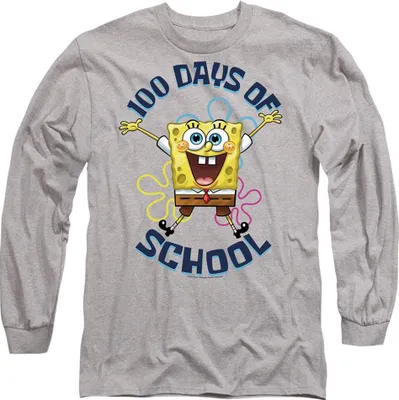 Produktbild von SpongeBob SquarePants - "100 Days Of School" T-Shirt für Herren/Damen Uni, Langärmlig TV29233 (XL) (Sportliches Heather)