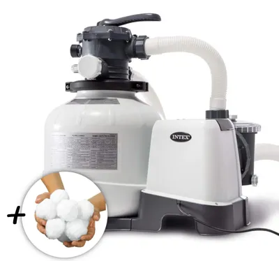 Produktbild von INTEX 26648GS - RCD Sandfilterpumpe (10,5m³l/hr, bis 36m³ Pool) + Filterkugeln (1150g)