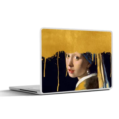 Produktbild von MuchoWow® Laptop Aufkleber Sticker Cover Vermeer - Mädchen mit Perlenohrring - Gold 30x21 cm - Sticker für Laptop - Selbstklebend