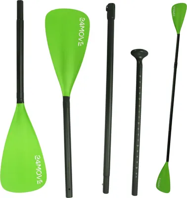 Produktbild von 24MOVE® Paddel Doppelpaddel 2in1 Stechpaddel für SUP Stand Up Board, Kajak, leicht aus Aluminium 230cm, verstellbar grün