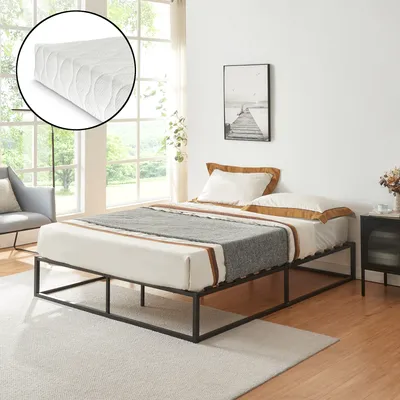 Obrázok produktu pre Kovová posteľ 'Kreta' 160x200 cm s matracom zo studenej peny čierna