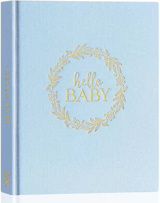 Obrázok produktu pre Baby Memory Book, Ľanový obal, 154 strán, Neutrálny pohlavie, Modrý, Denník na prvých 5 rokov