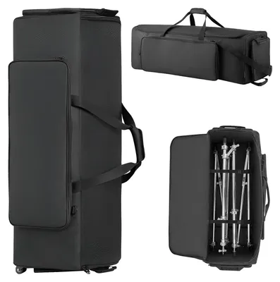 Image de Sac pour batterie VEVOR, sac pour matériel de batterie, 1020 x 470 x 330 mm, avec bandoulière réglable, roulettes et 4 poches extérieures, imperméable et rembourré, pour transporter votre équipement et vos instruments en toute sécurité.