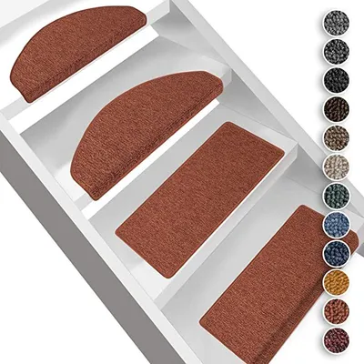 Stair treads on white stairs, with a color swatch palette on the right.