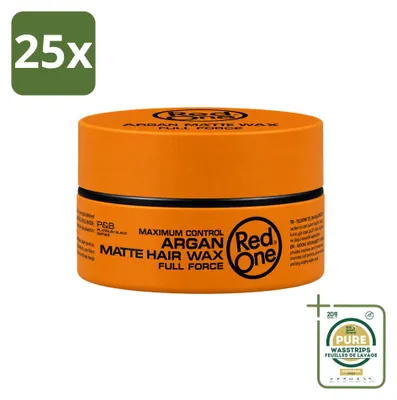 Imagen del producto de 25 unidades de cera matificante para el cabello Red One Argan, acabado mate, 150 ml, pack de suministro